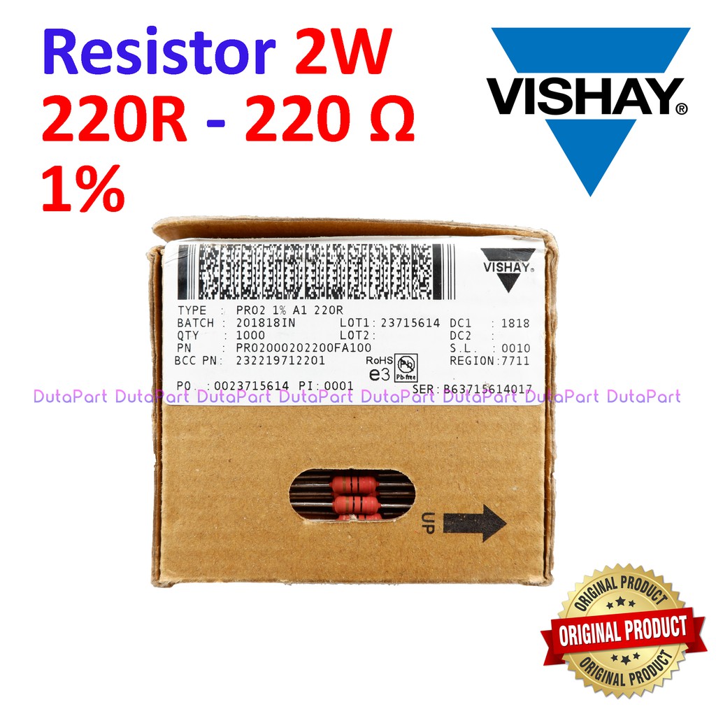 Resistor 220 Ohm 2 Watt 1% ORIGINAL VISHAY 2W 220R HIGH QUALITY