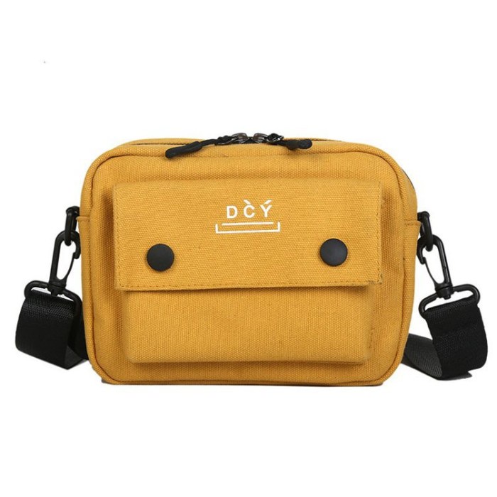 Tas Selempang Tas Selempang DCY Korea Sling Bag Wanita Pria Unisex Kanvas Fashion - Kuning bahu rans