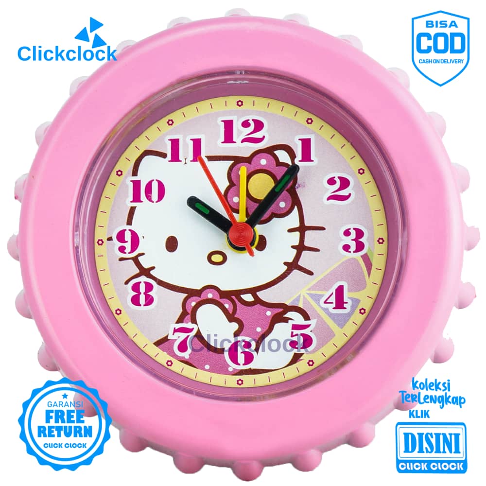 Jam Weker Quartz Hiasan Meja Masya Hellokitty Kaiwa 9004 Kecil Unik Lucu Step Movement