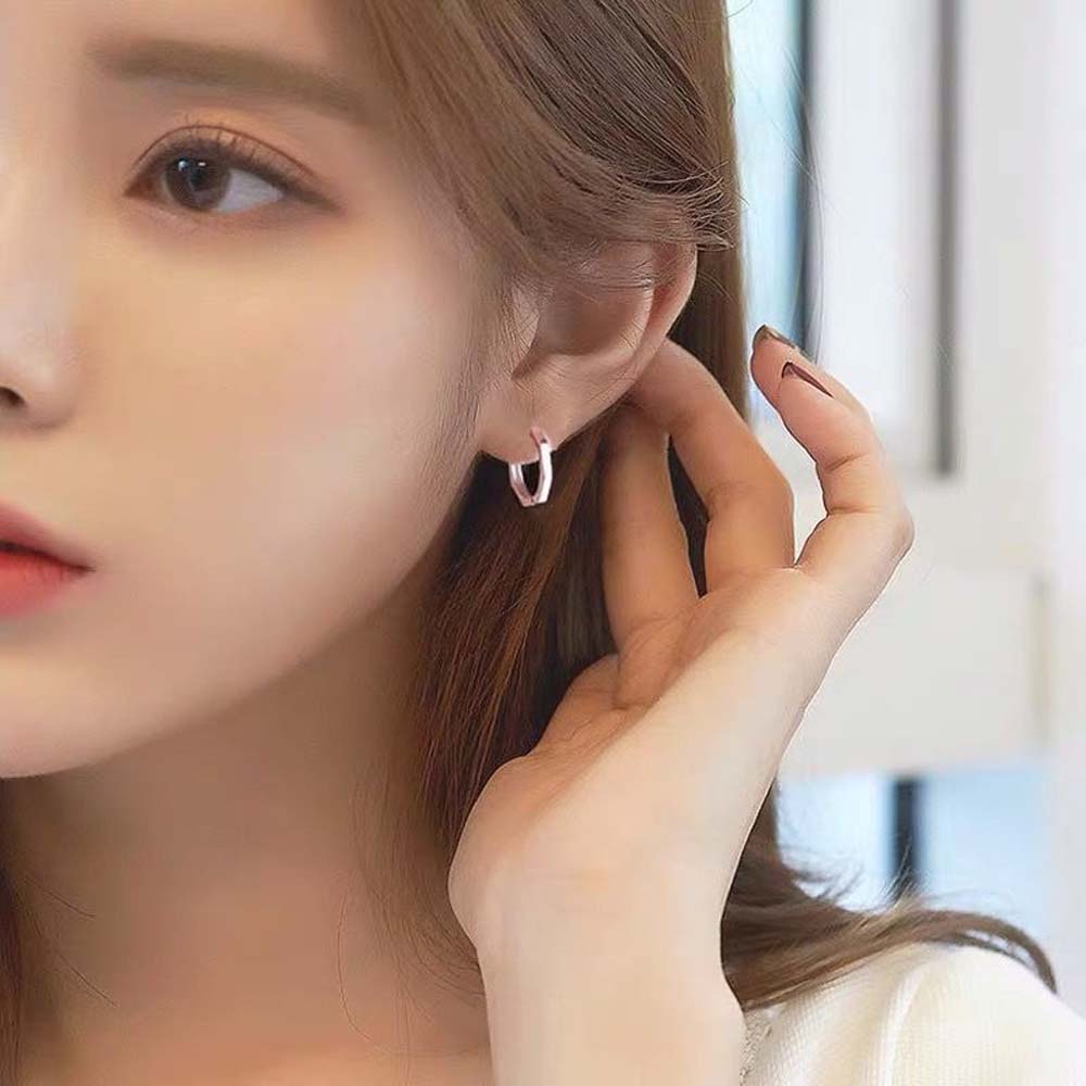 Anting Hoop Bentuk Segi Delapan Geometris Bahan Tembaga Polished Warna-Warni Gaya Korea Untuk Wanita