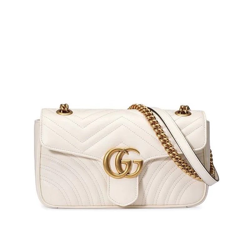 Gucci GG Marmont small matelassé shoulder bag white ghw