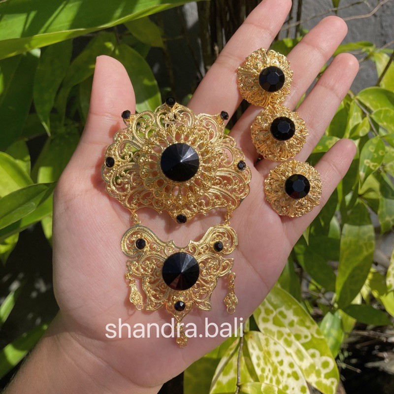 Set Bros Celia Perhiasan Alpaka Lapis Gold Xuping Kebaya Bali