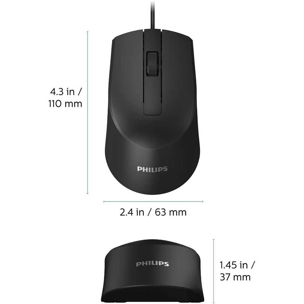 Mall Mouse Philips  M104 Wired Optical 1000 DPI Kabel Office Profesional SPK7104