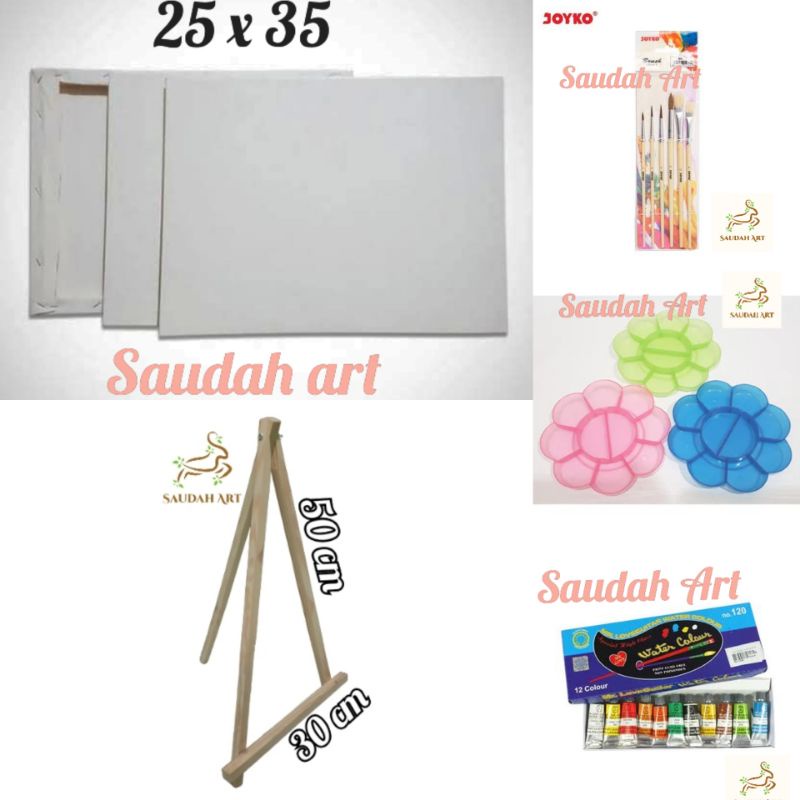 

Paket Lukis Lengkap (kanvas 25x35,kuas,palet,cat air,easel 30x50)