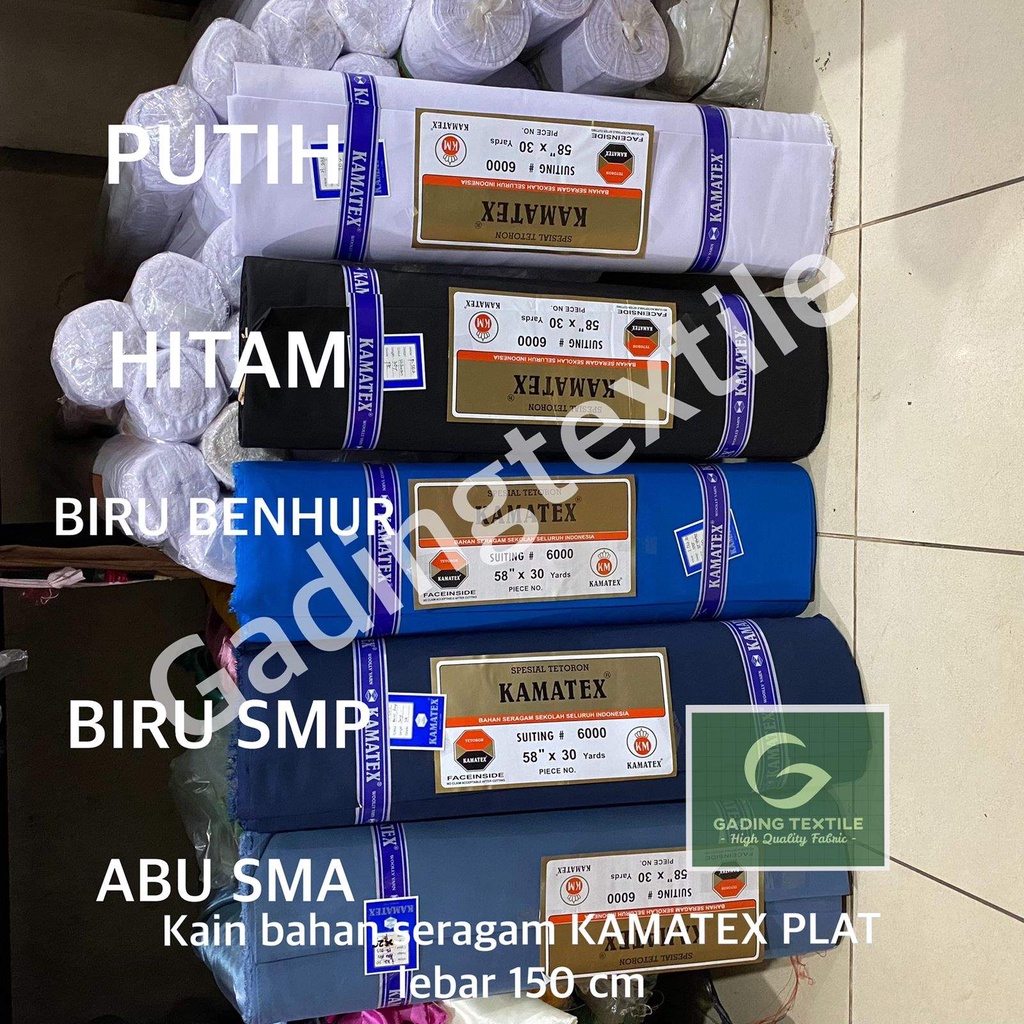 ( per setengah meter ) kain bahan seragam KAMATEX PLAT tetoron lebar 150 cm untuk celana rok sekolah pakaian dinas wearpack dasi topi seragam PDH PDL