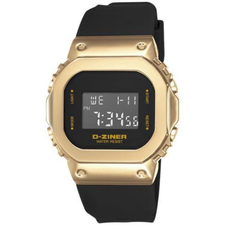 Jam tangan Original D-ZINER DZ 8300 Gold Digital model GS DW5600 box kaleng