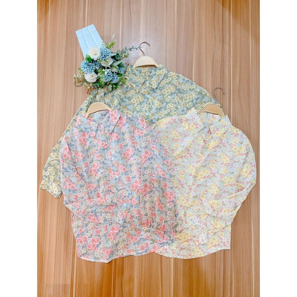 BLOUSE BUNGA / BLOUSE KOREA / BLOUSE WANITA - IMPOR REAL PICT