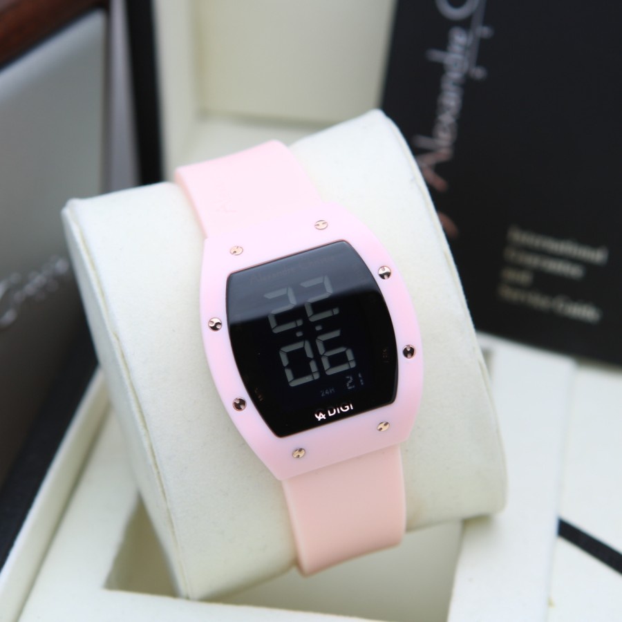 JAM TANGAN WANITA ALEXANDRE CHRISTIE AC 9360 DIGITAL RUBBER ORIGINAL GARANSI RESMI  1 TAHUN