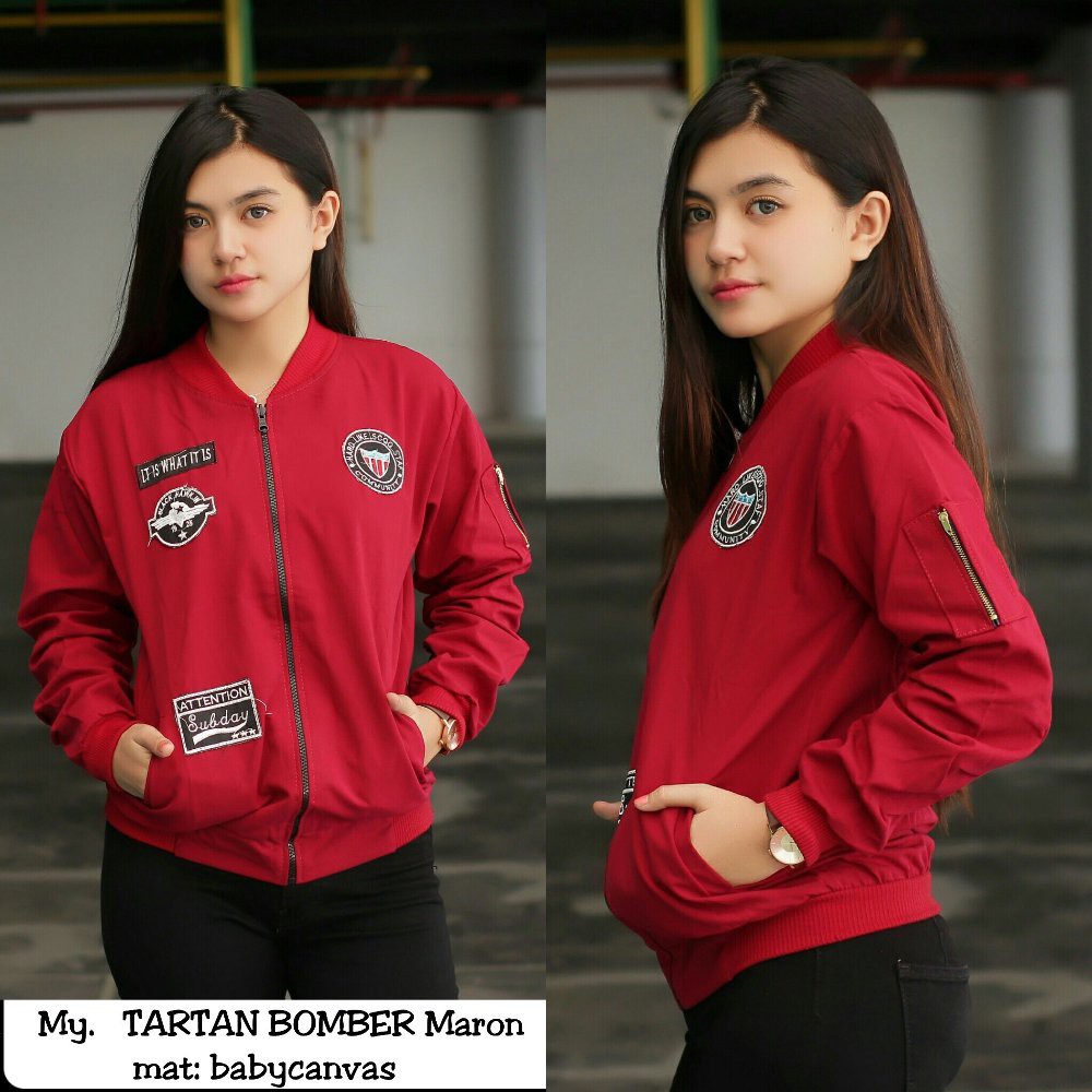 BARU Jaket Bomber Wanita - Jaket Bomber Tartan - Jaket pink - Jaket Maroon - Jaket Hitam