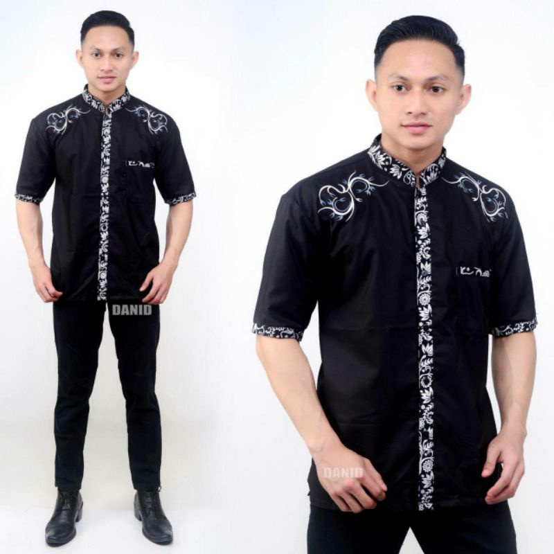 Bisa COD Baju Koko Pria Lengan Pendek Terbaru Batik Bordir Ukuran Dewasa