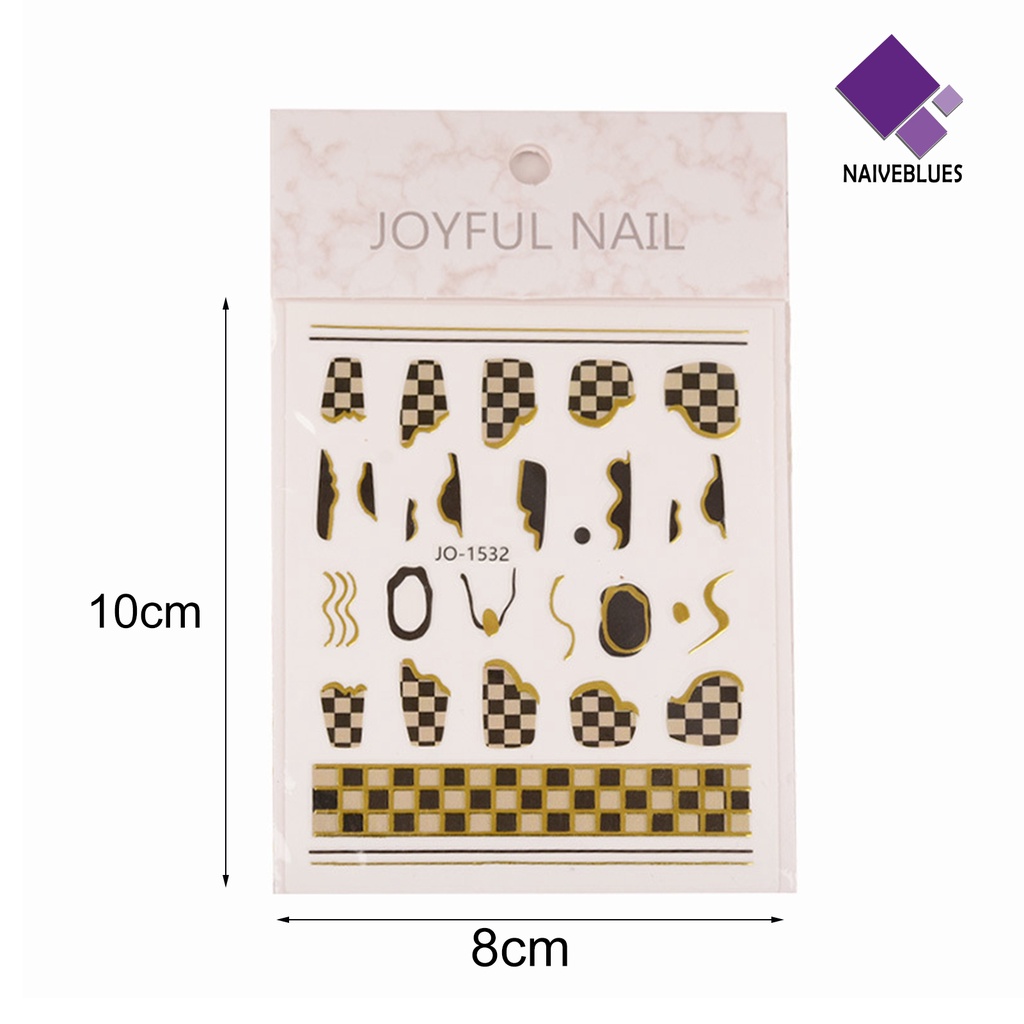 Naiveblue &gt; Stiker Kuku 3D Ultra Tipis Motif Geometri Untuk Dekorasi Nail Art / Manicure