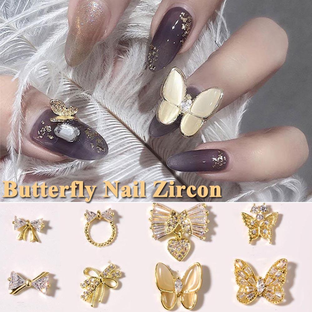 Mxbeauty DIY Kuku Rhinestones Pesona Logam Mata Kucing Batu Liontin Rantai Manicure Aksesoris Perhiasan Kuku Kristal