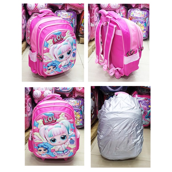 TAS DORONG TROLLEY ANAK SEKOLAH SD GAMBAR KUDA PONY LILY ADA 3 RESLETING MOYIF TIMBUL 3RESLETING IMPORT ( Lily 16&quot; )