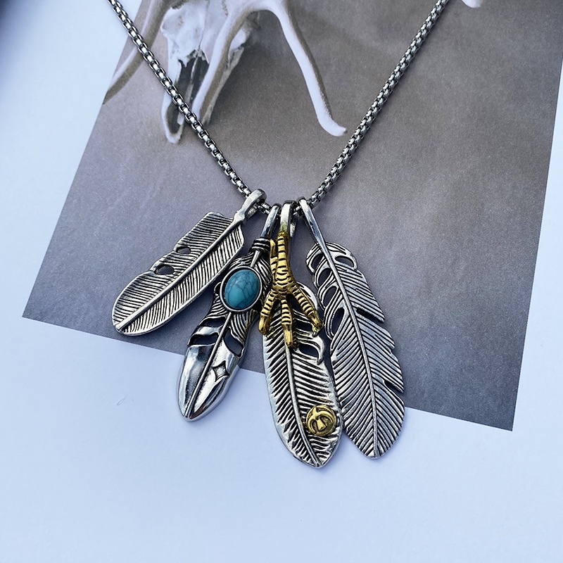 Feather Necklace Accessories Trendy Hip Hop Simple Pendant Fashion Korean Chain