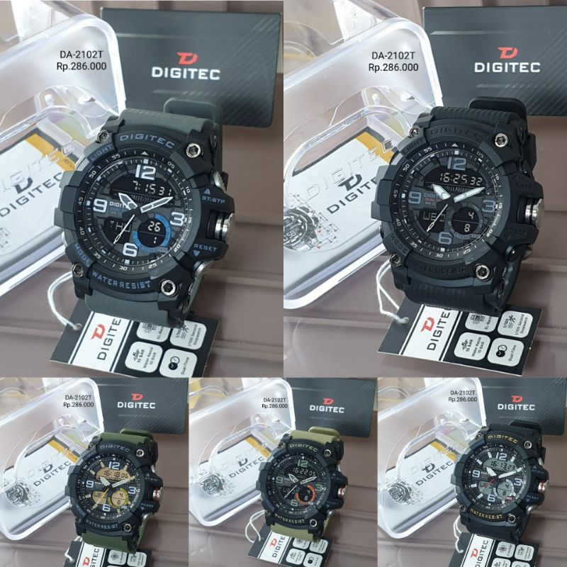 Jam Tangan Pria Digitec DA-2102T/DA 2102 T Double Time Original