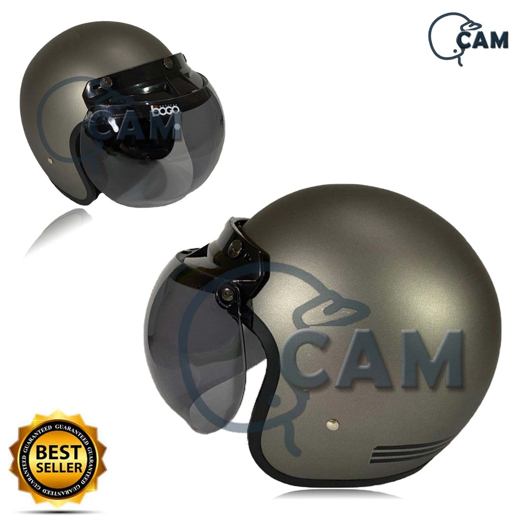 Helm Bogo List abu doff + kaca Bogo Original