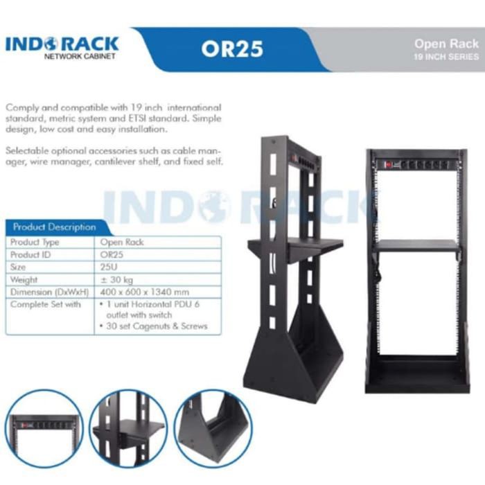 INDORACK Open Rack 25U OR25 19 inch Series BRAND TERNAMA