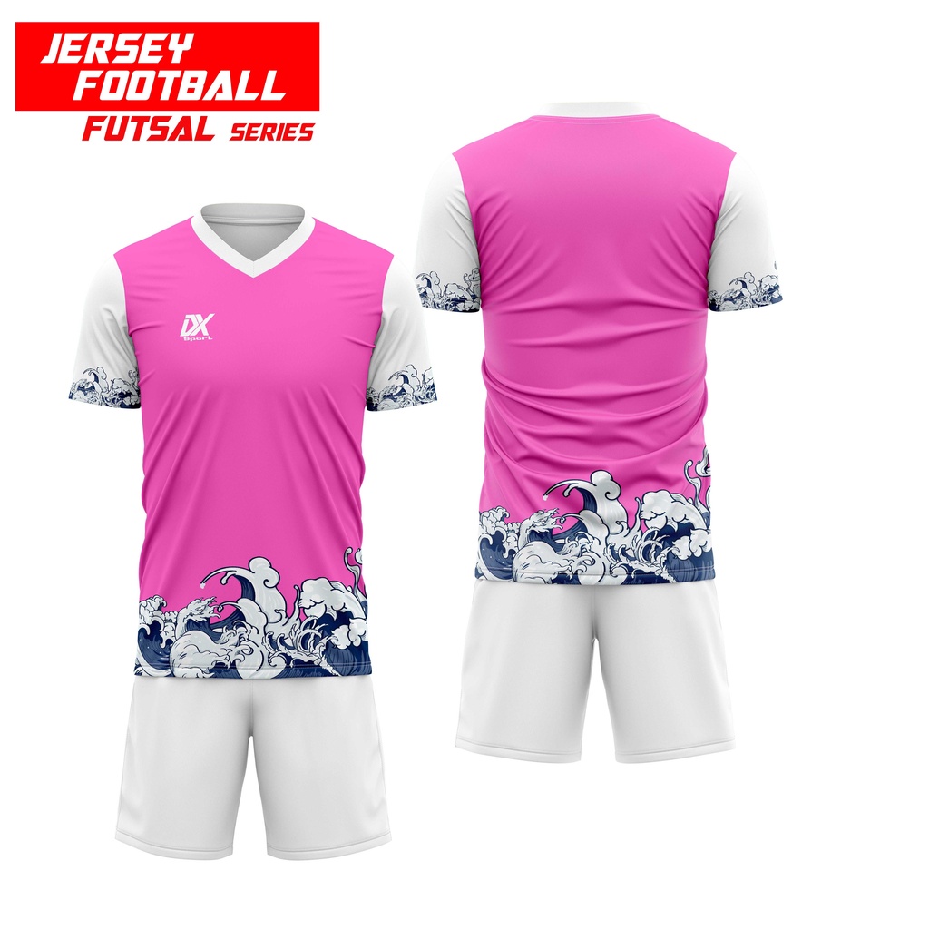 BAJU JERSEY BOLA FUTSAL DX WAVE TURKIS FULLPRINTING ONE SET PREMIUM