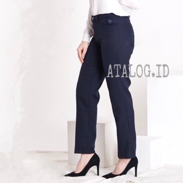 Celana Bahan Kerja Wanita Highwaist Kantor Formal Dasar Kain Premium Strech . Office Pants Slimfit Standart S-5L