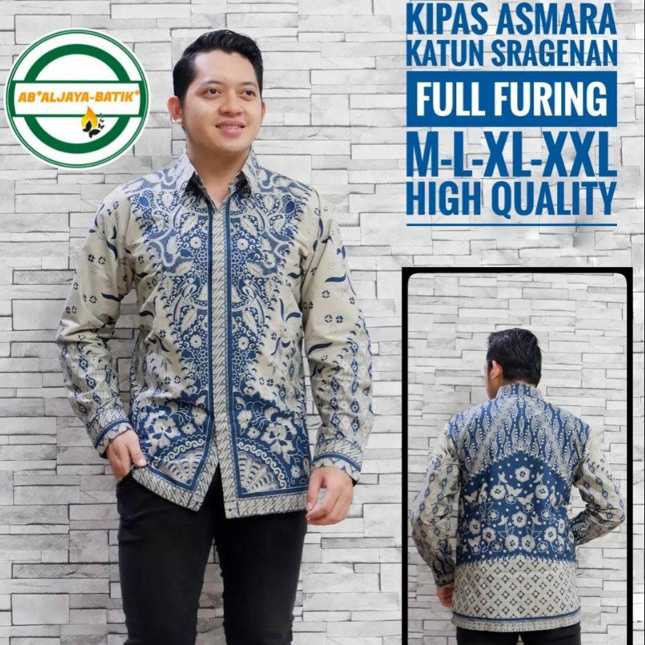 Kemeja Batik Panjang Warna Cream Baju Batik Pria Lapis Furing KIPAS ASMARA PANJANG Baju Batik Furing