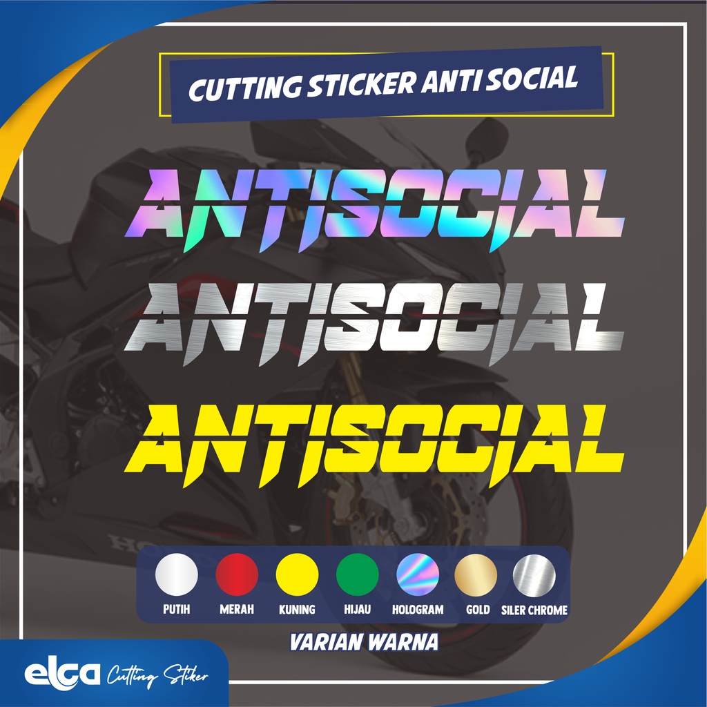 

STIKER ANTISOOCIAL HOLOGRAM DAN WARNA / CUTTING STICKER JDM ANTI SOCIAL