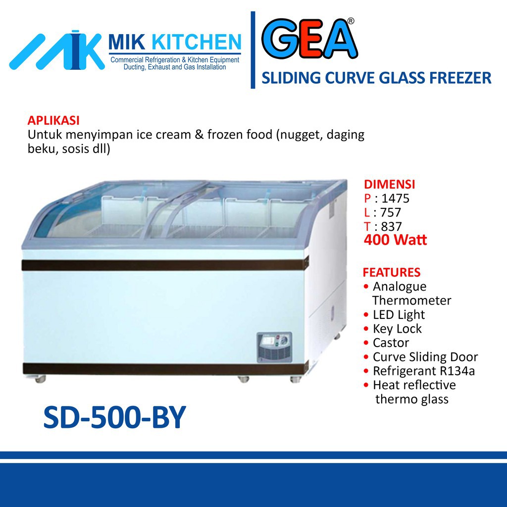 GEA SD 500 BY CHEST FREEZER BOX SD-500-BY LEMARI PEMBEKU 500 LITER