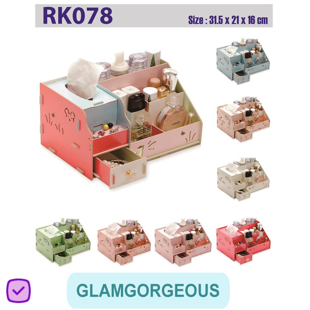 Rak Kosmetik Kayu Kotak Tempat Makeup Bermotif RK078 Rak Kosmetik Kayu Kotak Tempat Makeup Bermotif RK078