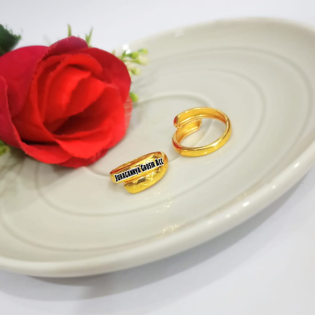 CINCIN LAPIS EMAS24K POLOS UKIR HALUS ELEGAN TIDAK KARAT