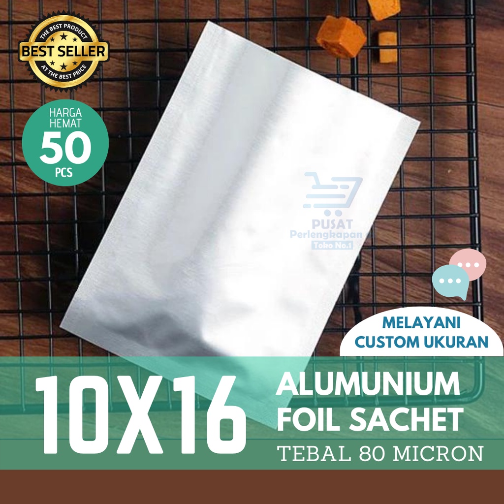 

SACHET ALUMINIUM FOIL PLASTIK KEMASAN ALUMINIUM 10X16 CM SILVER PREMIUM