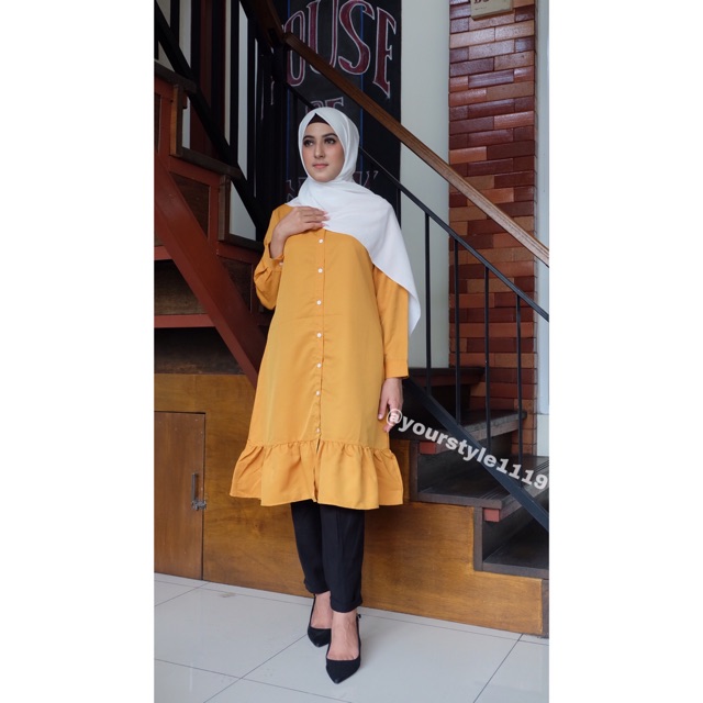 Tunik angel crepe kancing hidup busui friendly abg Anak muda polos muslim