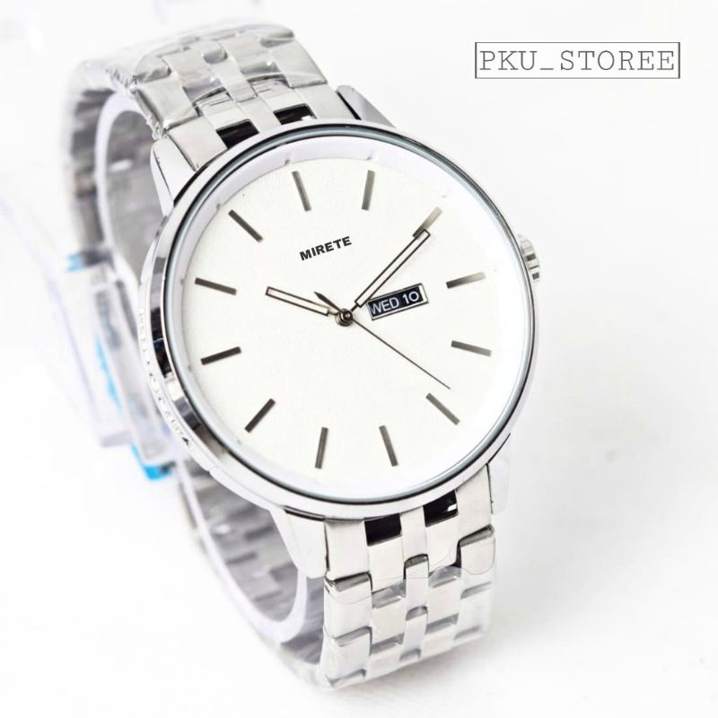 WATER RESISTANT☑️ mirete_6577 fashion pria jam tangan rantai stainlis stel tahan air, jam tangan KASUAL pria