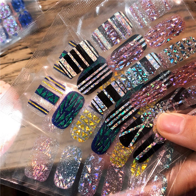 Fh 20pcsset Stiker Kuku Palsu Akrilik 3d Untuk Nail Art Diy