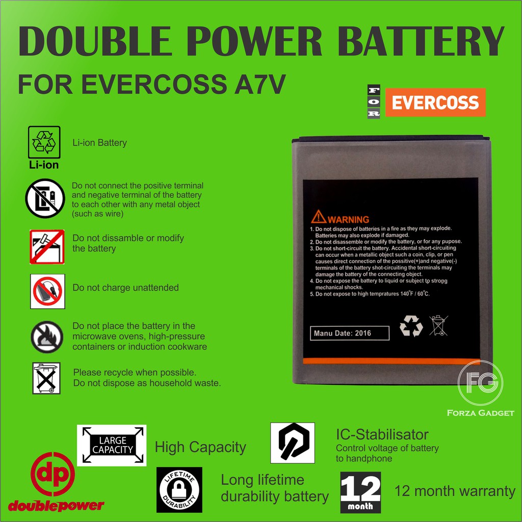 BATTERY DOUBLE POWER EVERCOSS A7V 2900mAh