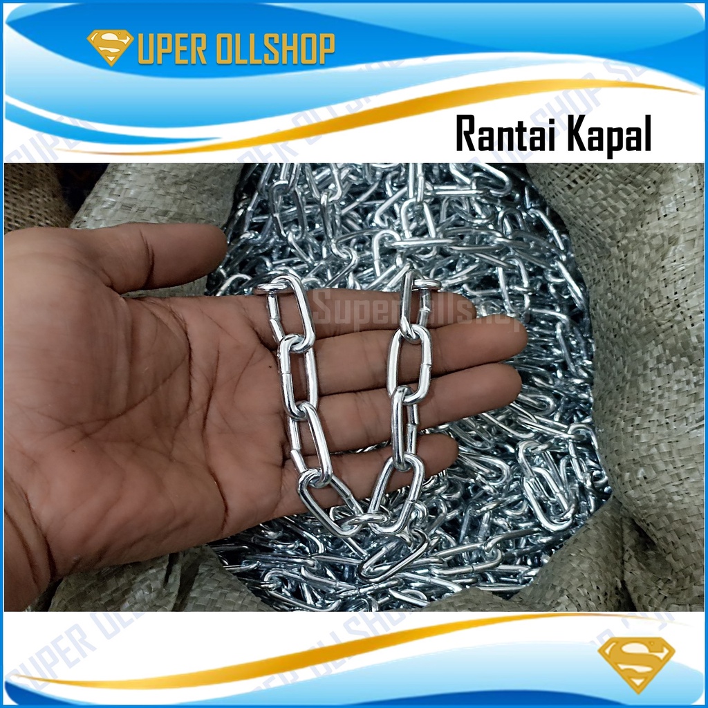 Rantai Besi Kapal Kecil 1/8 3 MM / Rantai Kapal 1/8 3 MM / Rantai Besi Kecil 3 MM /  Harga Rantai Kapal Besi Meteran / Rantai Besi Galvanis 3 mm/Rante Besi 3 mm Eceran per 1 Meter