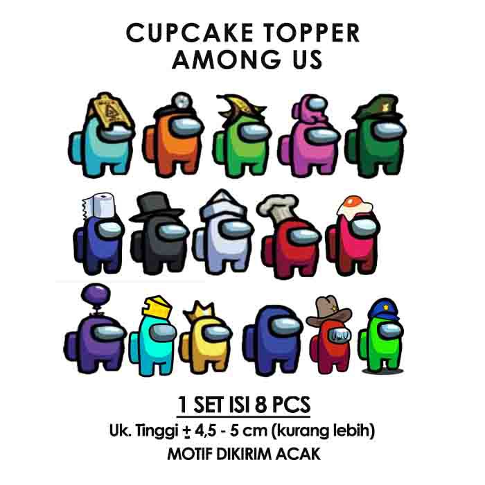 CUPCAKE TOPPER AMONG US / TUSUKAN KUE AMONG US / TOPPER CUPCAKE AMONG US / HIASAN KUE CUPCAKE AMONG