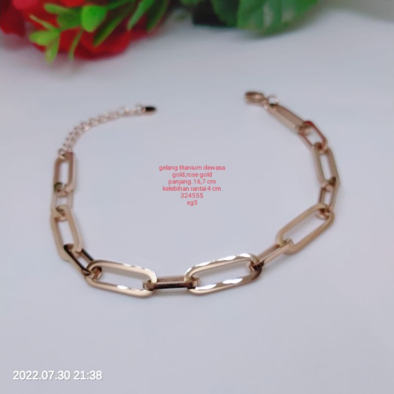 Gelang Titanium Premium Perhiasan Aksesoris Lapis Emas Terlaris Termurah