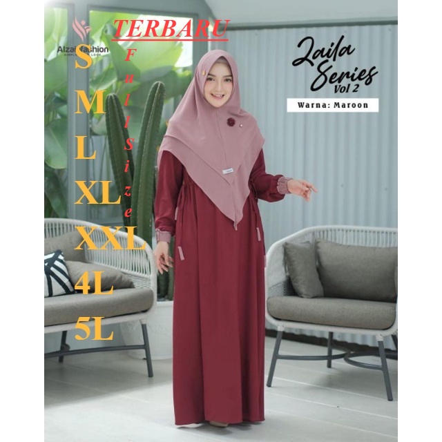 gamis terbaru GAMIS SYARI JILBAB 2 LAYER JUMBO UKURAN S M L XL 4L 5L XXXL KHIMAR  SET MURAH BUSUI