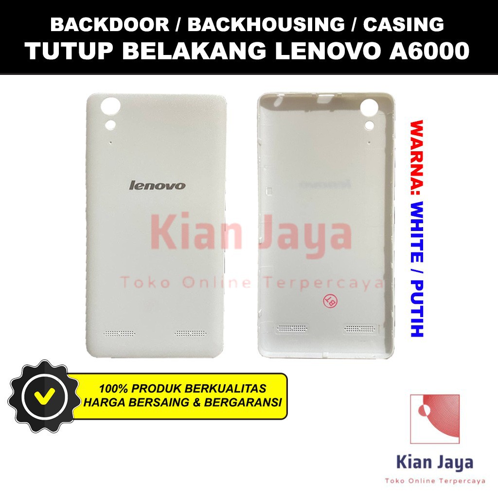 Backdoor Lenovo A6000 Back Cover Tutup Belakang Baterai Cassing Casing Backcase Original