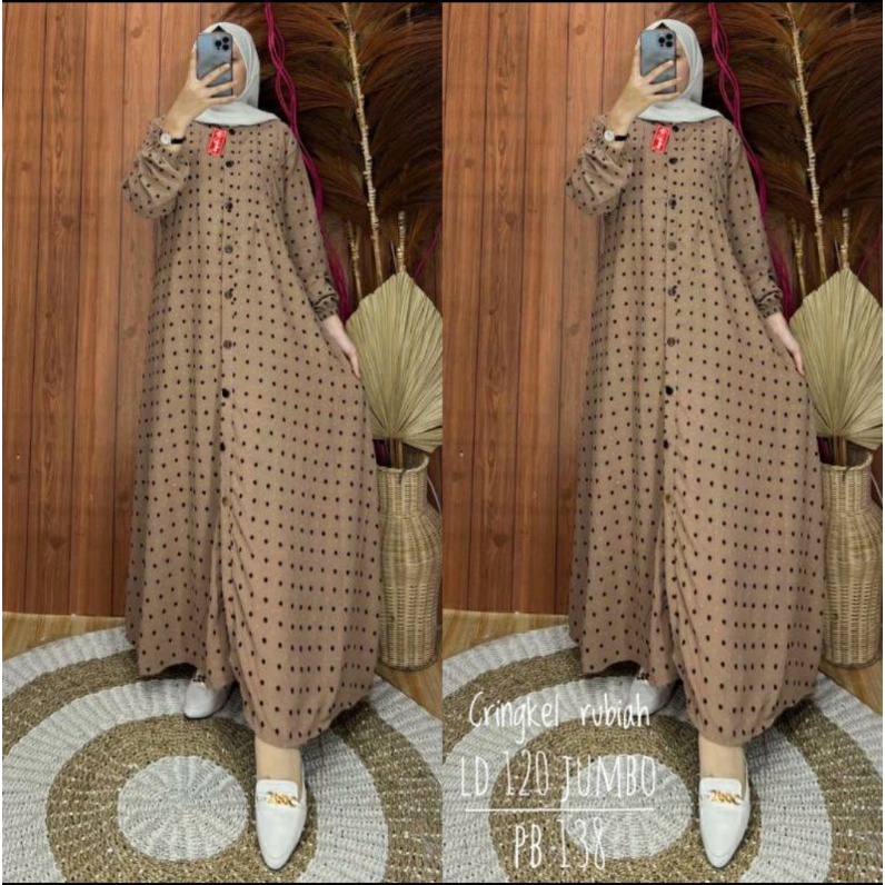 (COD) MEDAN M2 - GAMIS RUBIAH CRINKLE PREMIUM - GAMIS JUMBO VIRAL KEKINIAN - MAXI DRESS RUBIAH