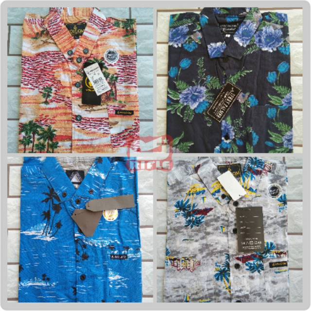 Kemeja Pria Lengan Pendek Murah Motif Distro Flava Surfing Pantai Slimfit Casual Hitz Fullprint