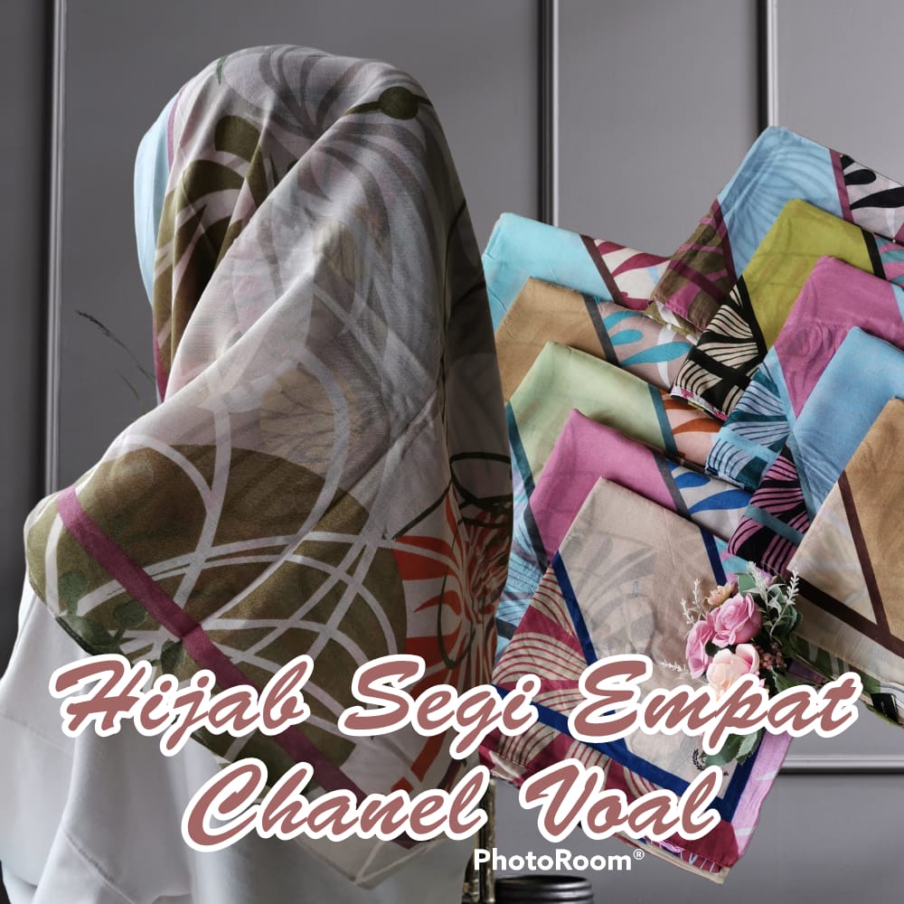 Hijab Segi Empat Channel Voal Premium Murah / Kerudung Segi Empat Motif By Hana Turkey