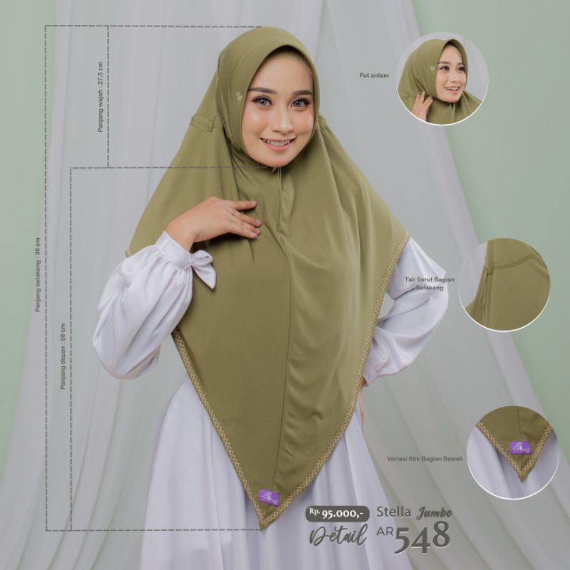 hijab instan jumbo serut arrafi jilbab syar'i instan kerudung variasi stik Ar 548