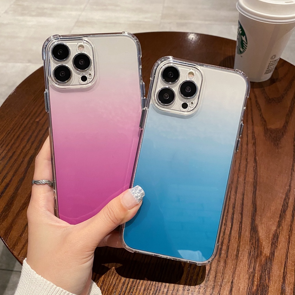 Hard case Transparan Gradasi Cover iPhone 13 Pro MAX 12 11 Pro MAX X XS MAX XR 7 + 8 Plus