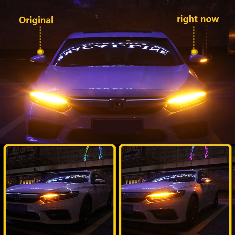 2pcs Lampu strip led Warna amber Untuk Kaca Spion Mobil