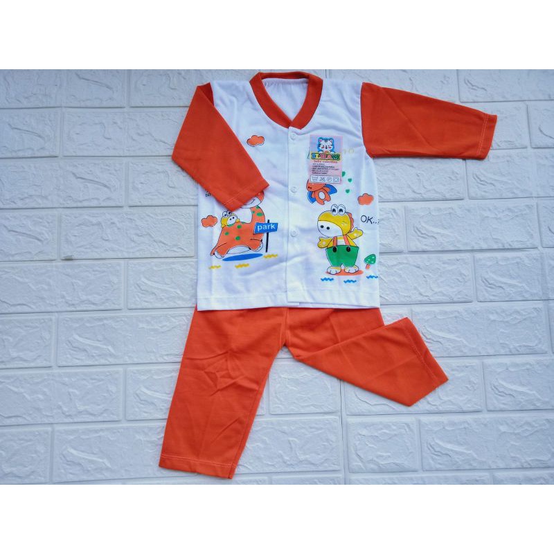 Stelan piama panjang motif dino umur 0-28bln