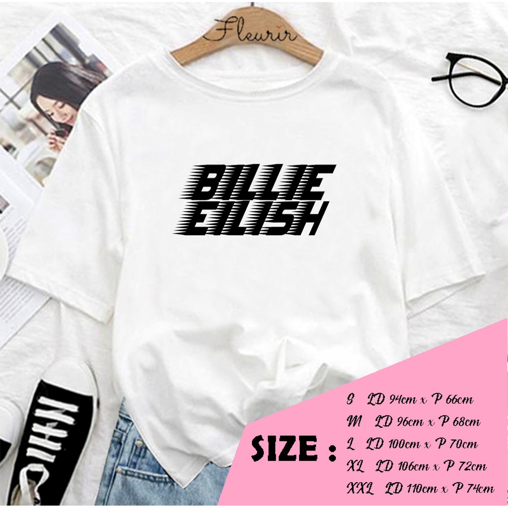 FLEURIR - KAOS OVERSIZE BILLIE EILISH TULISAN KATUN KAOS WANITA TEE UNISEX