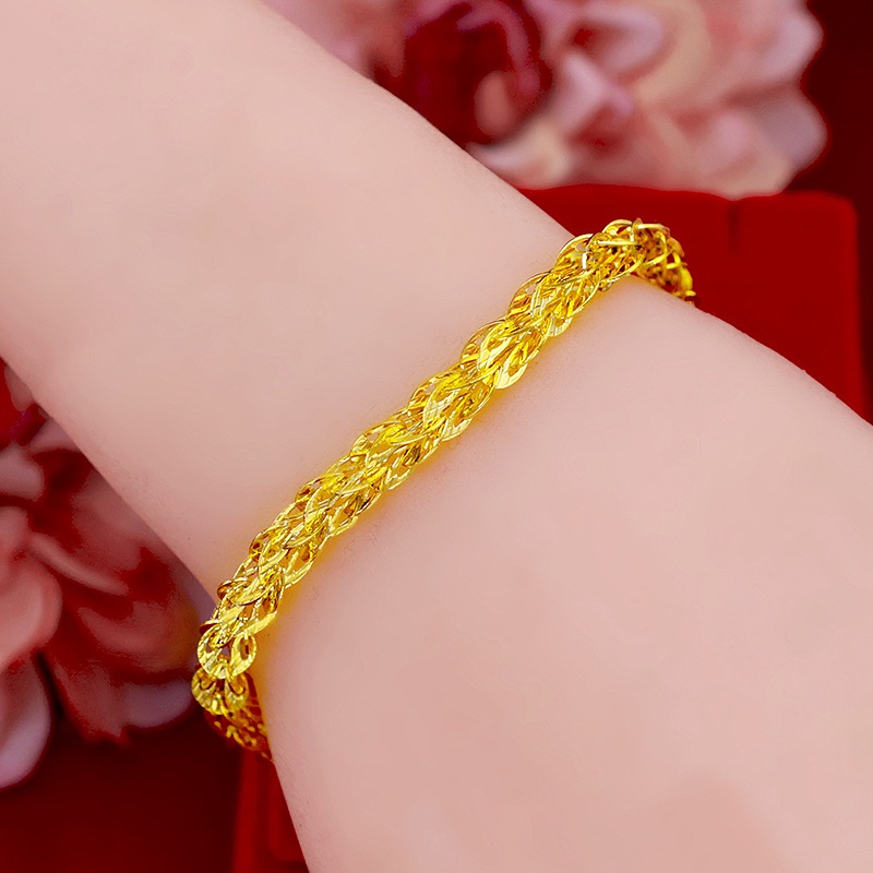 Bisa COD Wanita Bangle Asli Emas Gelang Kirim Kotak Perhiasan id2020343#