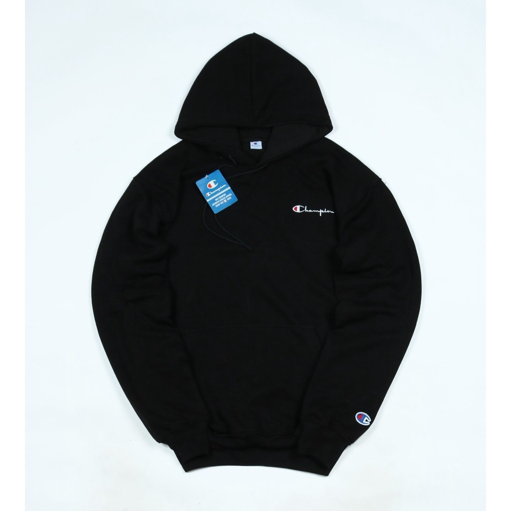 JAKET SWEATER HOODIE CHAMPION  SCRIPT LOGO TEXT FULL BORDIR LIKE A ORIGINAL - HOODIE CHAMPION TEXT