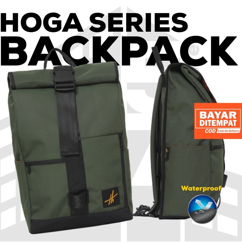 Tas Ransel Pria Besar Theodor Backpack Hoga Series Unisex Green Army
