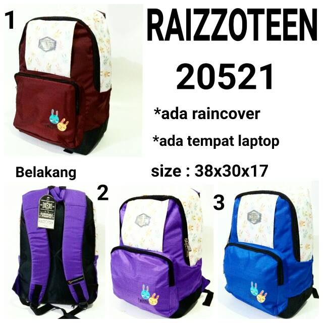 Tas sekolah ransel backpack cewek Raizzoteen 20521 tas punggung murah dan terbaru